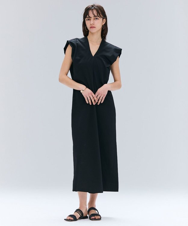 BEIGE， 【洗える】SCALA / コットンリネンボリュームスリーブワンピース Black