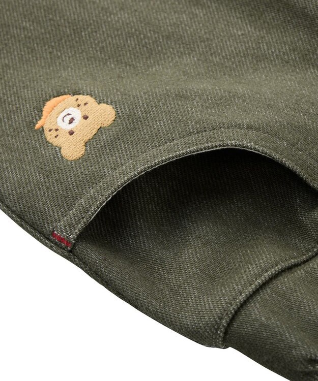 MIKI HOUSE HOT BISCUITS 【Everyday Series】ワンポイント ストレッチ10分丈パンツ カーキ