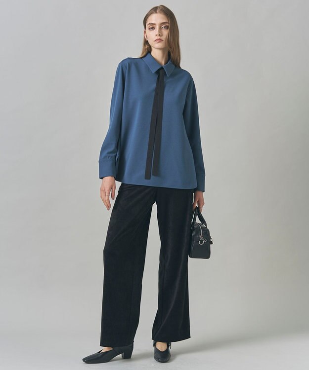 ICB L 【洗える】 ラッセルライトピケ ストレートパンツ ブラック系