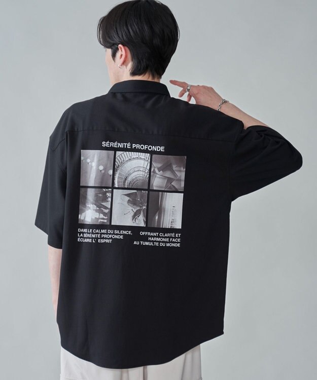 WEGO アムンゼンフォトプリントBIGシャツ（SS） ブラック