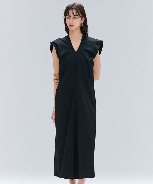 BEIGE， 【洗える】SCALA / コットンリネンボリュームスリーブワンピース Black