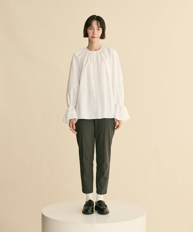 #Newans 【洗濯機可】フルギャザーブラウス ホワイト