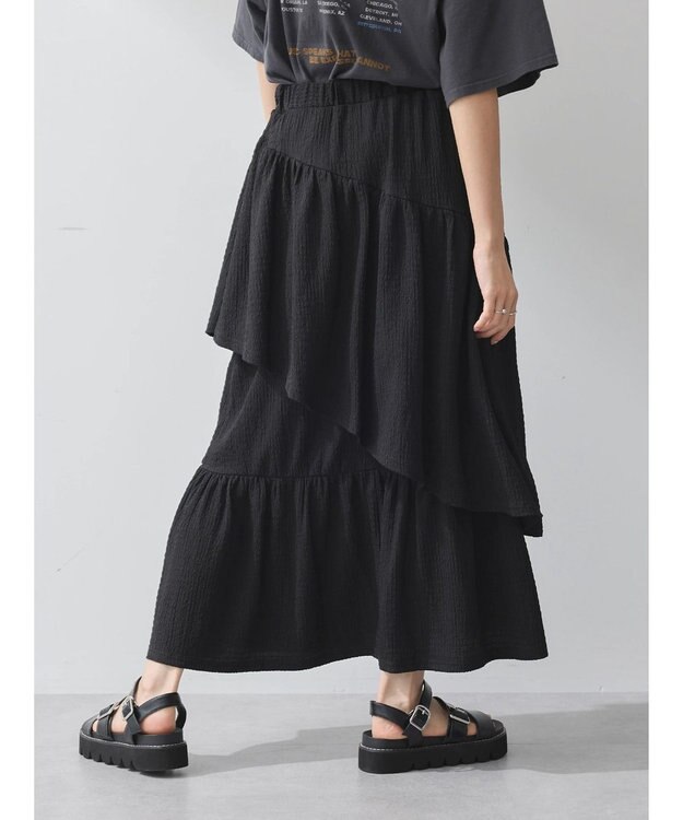 earth music&ecology カットティアードスカート Black