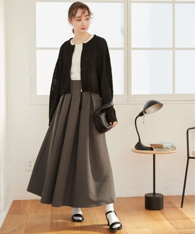 WEGO 【ANGIE VINTAGE】ハイウエストタックフレアスカート ダークグレー