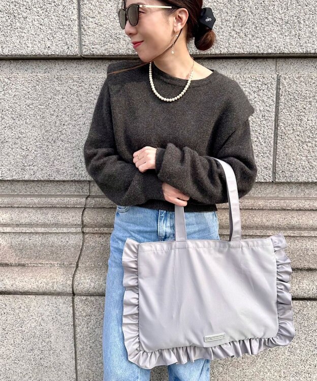 LA BAGAGERIE LA BAGAGERIE×chiyo ポーチ付きフリルエコバッグ シルバー