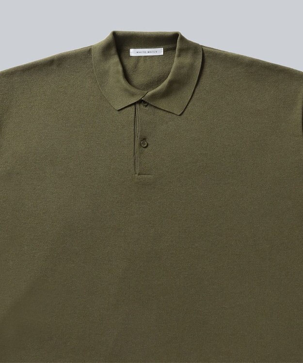 WHITE MAILS 【UNISEX】PAPER KINT HAIF SLEEVE OVERSIZED ポロシャツ カーキ