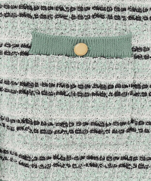 自由区 【洗える】カラーミックスツイードニット カーディガン フロスティグリーン系