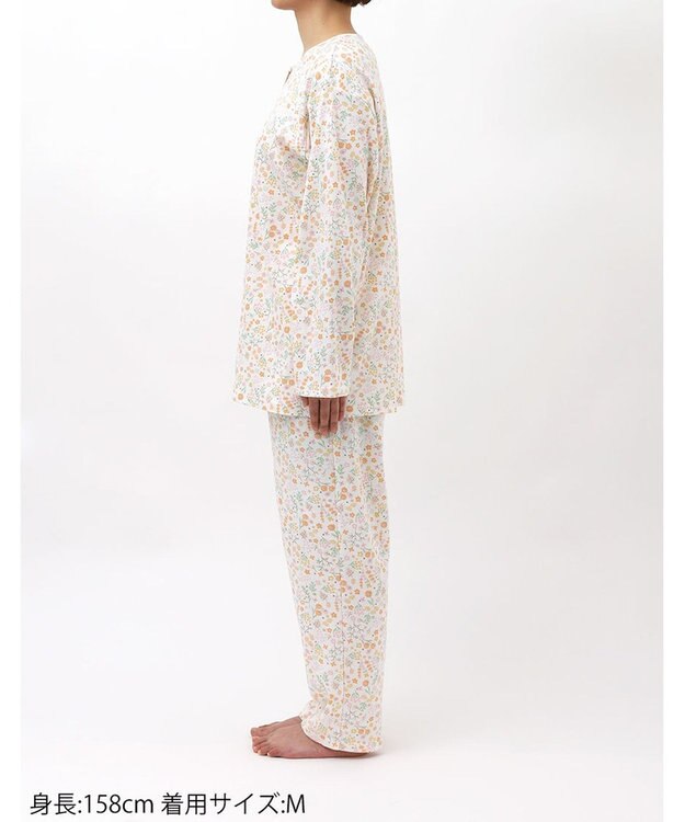 Wing 【数量限定　特別価格】 ウイング スリープ パジャマ 長袖 長ズボン 綿100％ スムース素材 レディース EP7991 ウイング／ワコール オレンジ