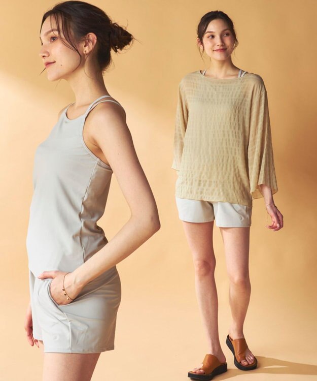 OP／FILA 【Ocean Pacific】シアートップス付き4点セット水着 ベージュ