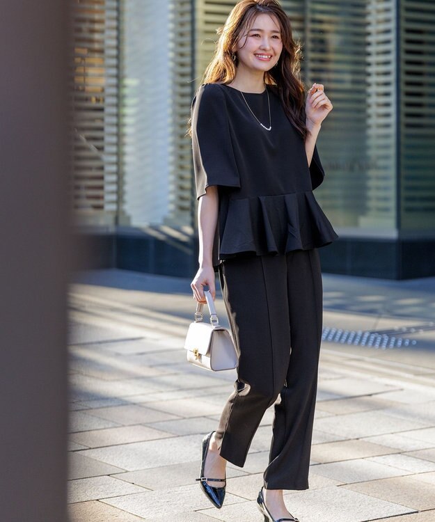 ANY SIS 【撥水・接触冷感・UVカット】コンフォートイージー テーパードパンツ ブラック