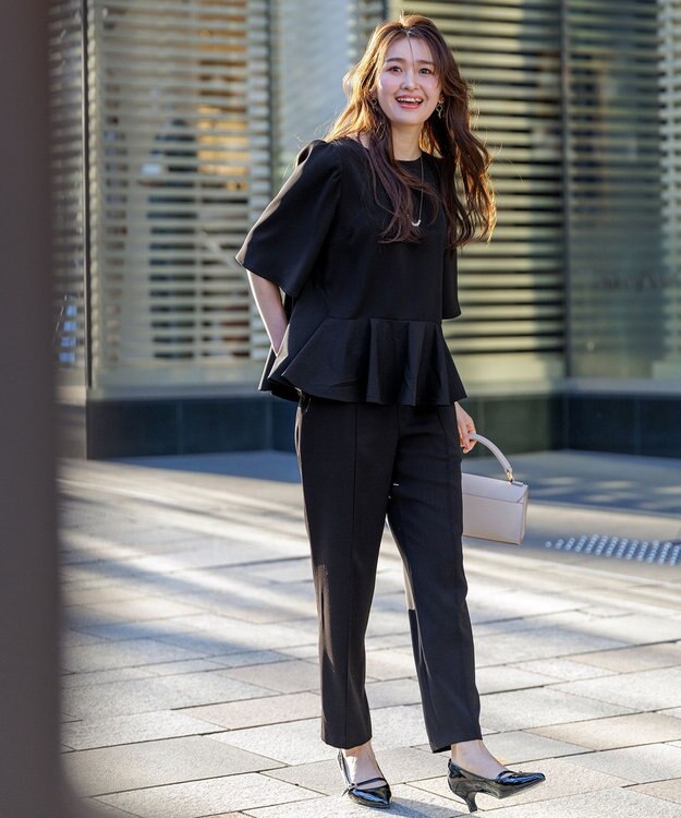 ANY SIS 【撥水・接触冷感・UVカット】コンフォートイージー テーパードパンツ ブラック