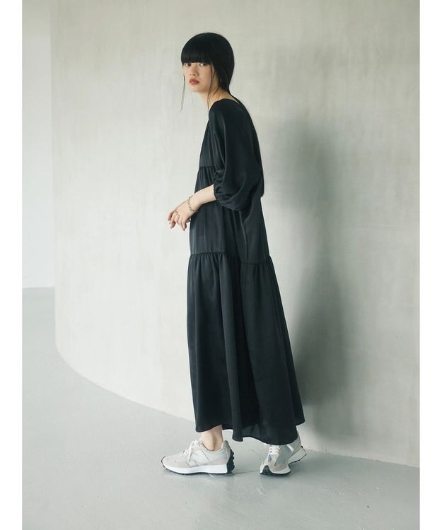 Green Parks armonia．ティアード切り替えワンピース Black