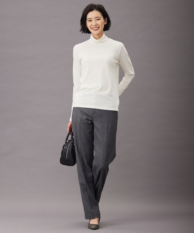 J.PRESS LADIES ウールジャージー  タートルネック カットソー ホワイト系