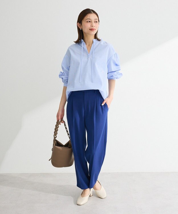 Green Parks きれいシルエット接触冷感テーパードパンツ Blue