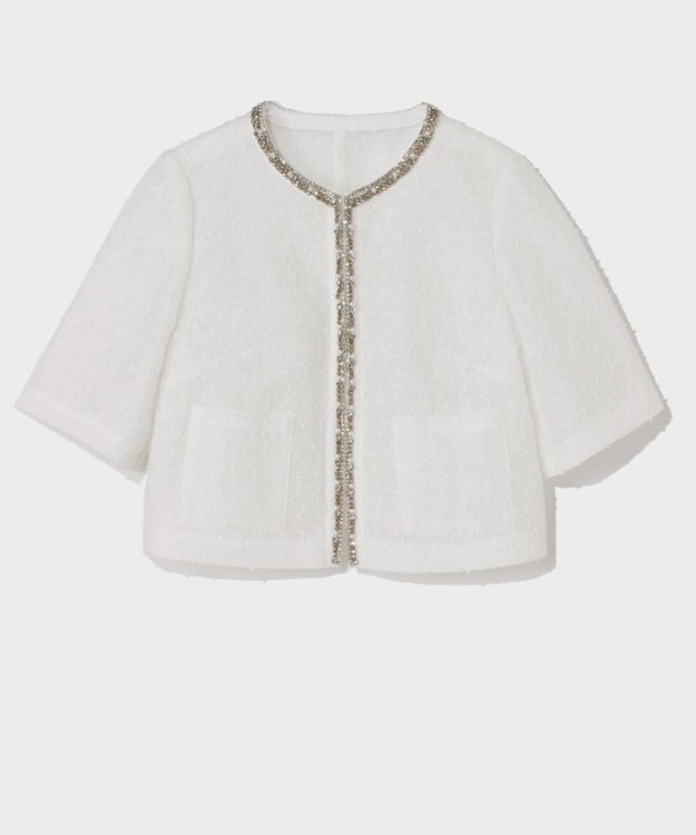 GRACE CONTINENTAL メッシュツイードジャケット ホワイト