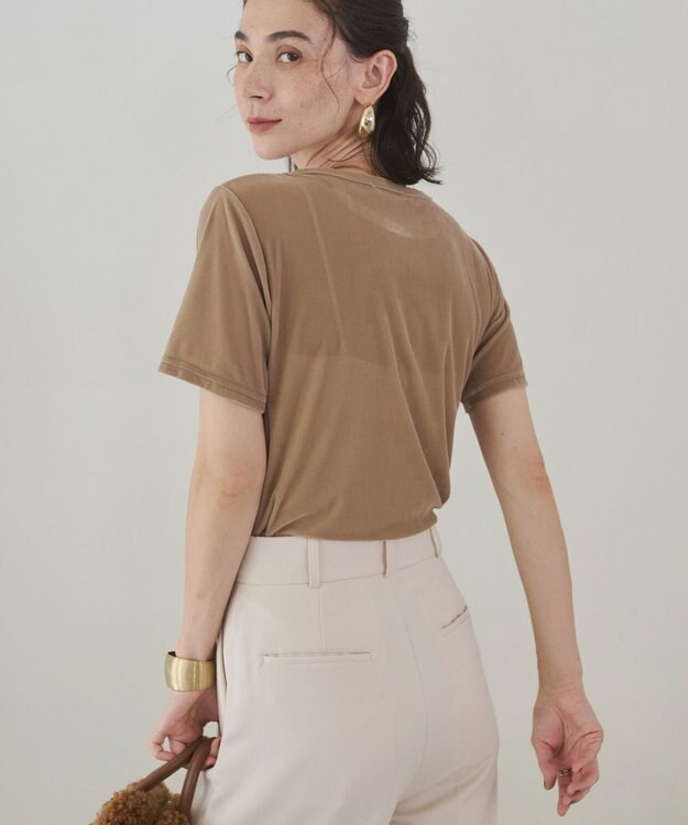 WEGO 【ANGIE VINTAGE】シアーベロアTシャツ ベージュ