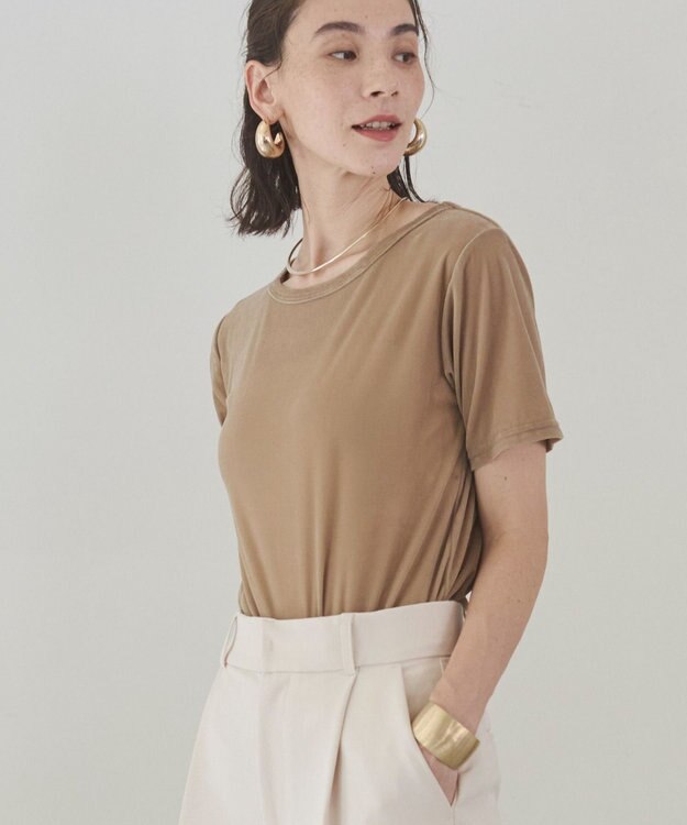 WEGO 【ANGIE VINTAGE】シアーベロアTシャツ ベージュ