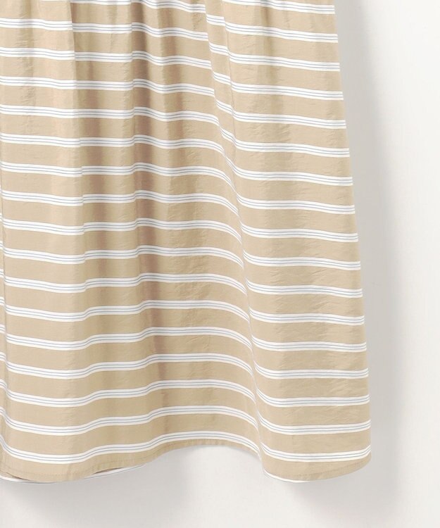 自由区 L 【17号サイズまで展開】ビスコースナイロンドビーストライプ ワンピース ベージュ系