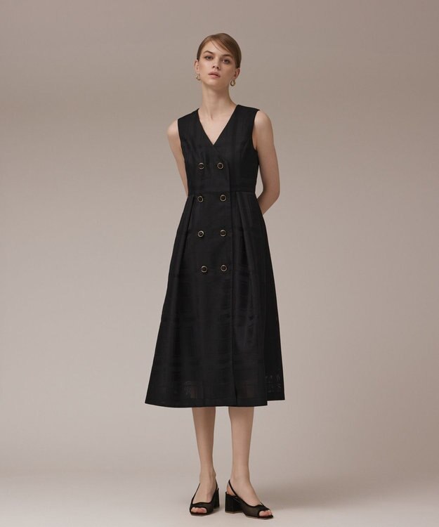 GRACE CONTINENTAL シャドーチェックワンピース ブラック