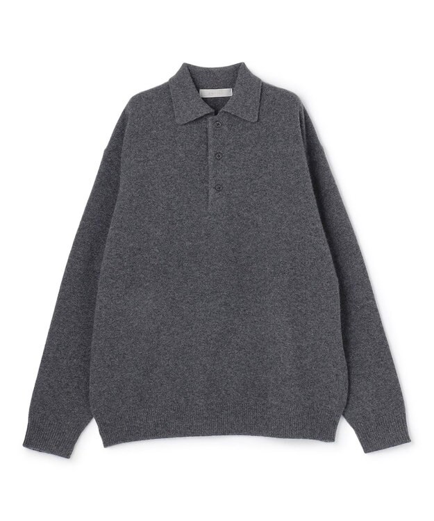 UNFILO MENS 【洗える】ウールカシミヤニット ポロ チャコール