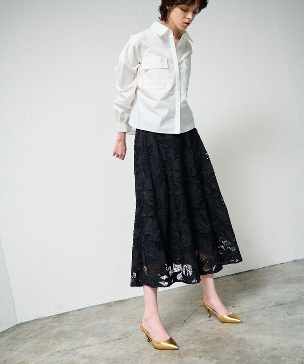 GRACE CONTINENTAL ケミカルリーフスカート ブラック