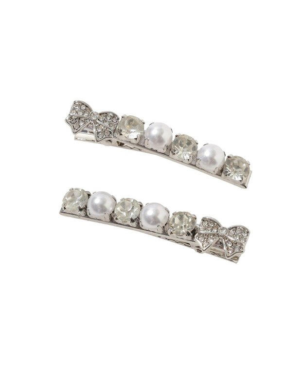 Maison de FLEUR 2セットメタルリボンクリップ Silver