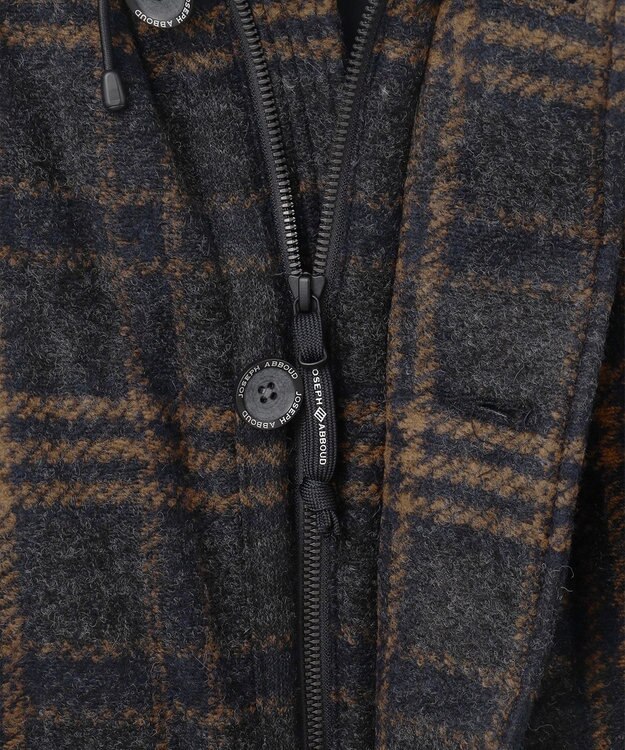 JOSEPH ABBOUD MOUNTAIN 【イタリア素材/ECOファー/9ポケット/ダウン】スライバーチェックダウン コート グレー系4