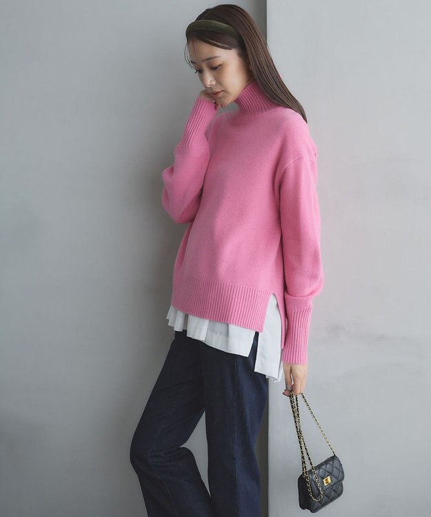 組曲 L ウールカシミヤミックス ロールネック ニット 【WEB限定】ローズピンク系9