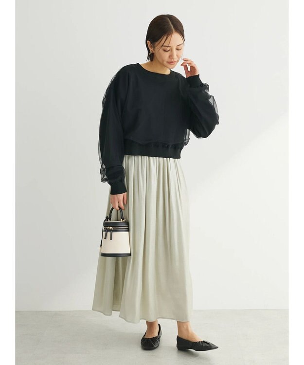 Green Parks ・ＥＬＥＮＣＡＲＥ　ＤＵＥ　２ｗａｙチュールレイヤーカーデ Black