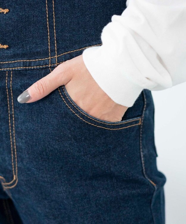 WEGO ハイウエストストレッチフレアデニムパンツ デニム濃色