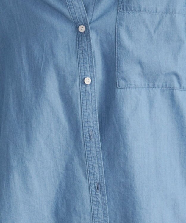 WEGO 【ANGIE VINTAGE】シアーデニムバンドカラーシャツ サックス