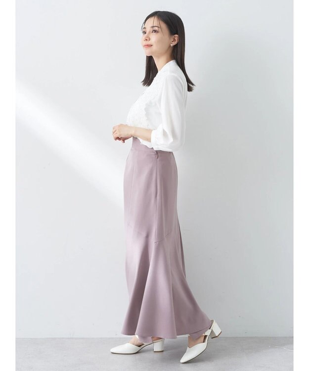 earth music&ecology フロントレースシフォンブラウス Off White