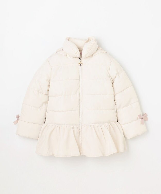 ANY KIDS 【フード取り外し/洗濯機可能】中綿フリル リボンコート エクリュ