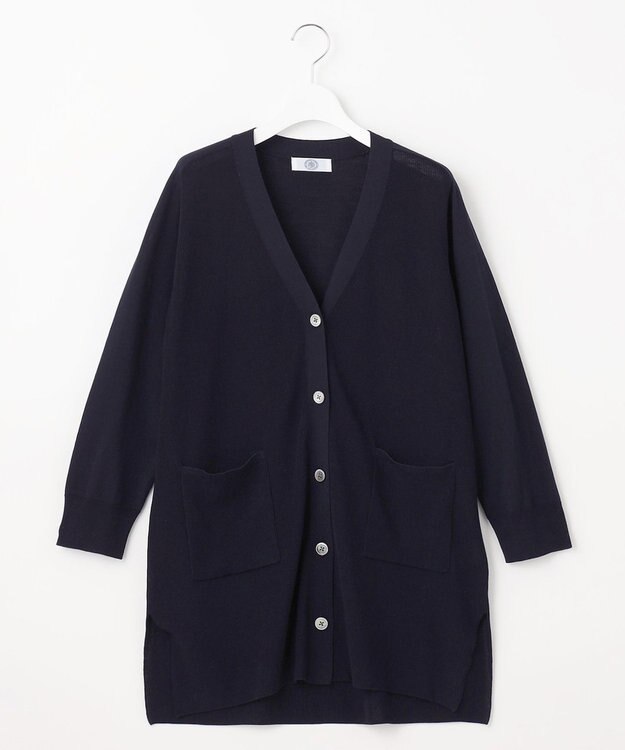 J.PRESS LADIES L 【洗える】COTTON MODAL Vネック カーディガン ネイビー系