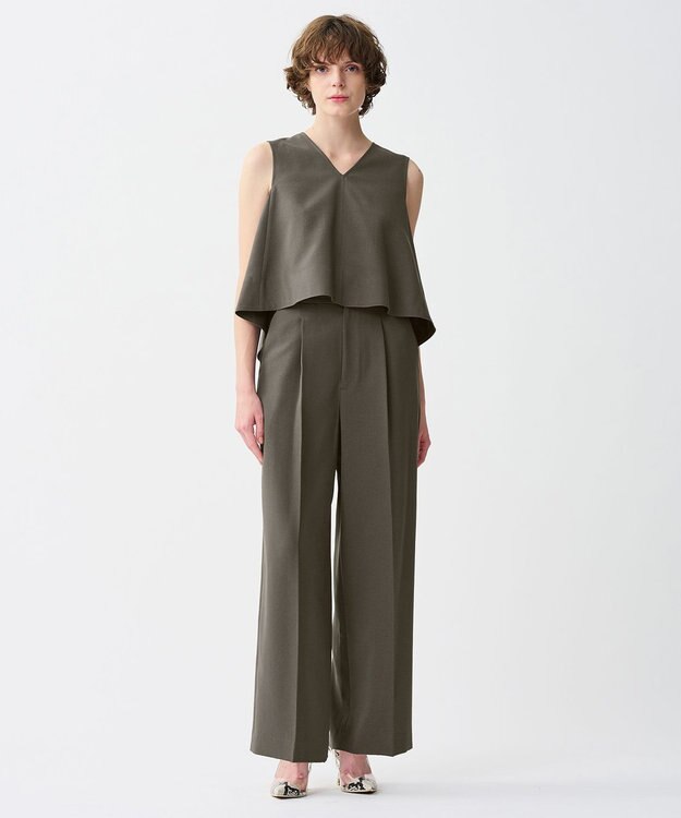 uncrave 【佐藤晴美さん着用】ウォッシャブルドライサップ ワイドパンツ(サスペンダー付き) スレート（佐藤晴美さん着用）