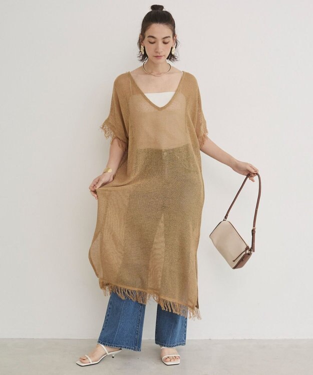 WEGO 【ANGIE VINTAGE】メッシュジレワンピース ベージュ