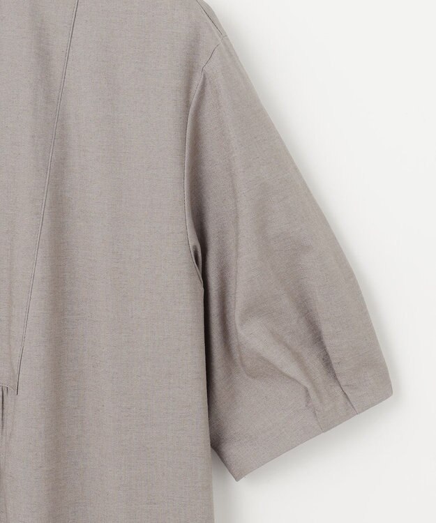 J.PRESS LADIES 【洗える】麻ポリエステルストレッチ ワンピース モカシャンブレー系