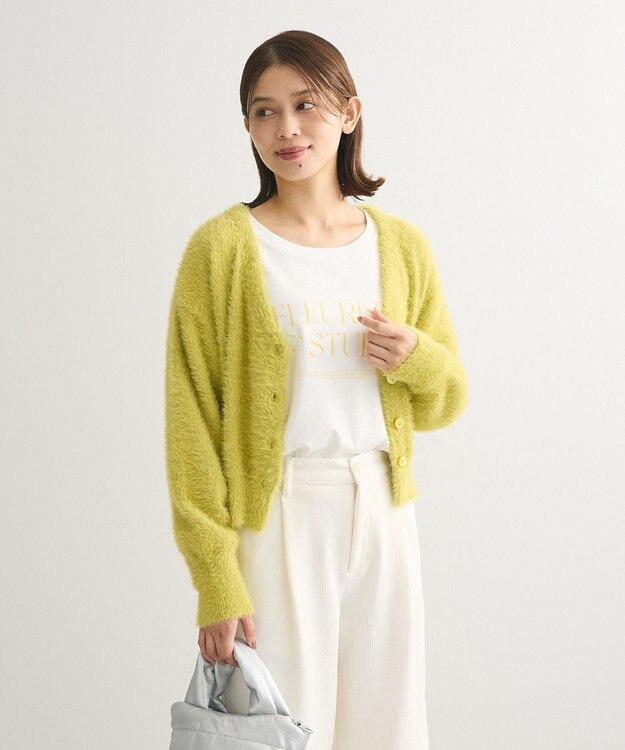 Green Parks ラメシャギーニットカーディガン Light Green