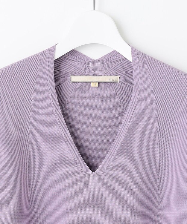 自由区 【洗える】コットンストレッチホールガーメント プルオーバーニット ローズ系