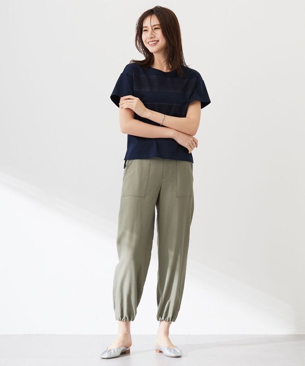 J.PRESS LADIES レーシーコンビ カットソー ネイビー系