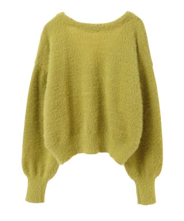 Green Parks ラメシャギーニットカーディガン Light Green