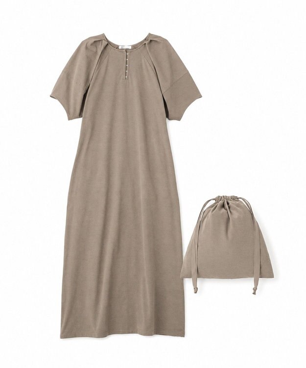CRAFT STANDARD BOUTIQUE ポーチ付きバルーンスリーブワンピース Dark Khaki
