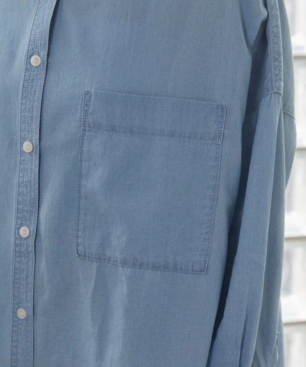 WEGO 【ANGIE VINTAGE】シアーデニムバンドカラーシャツ サックス