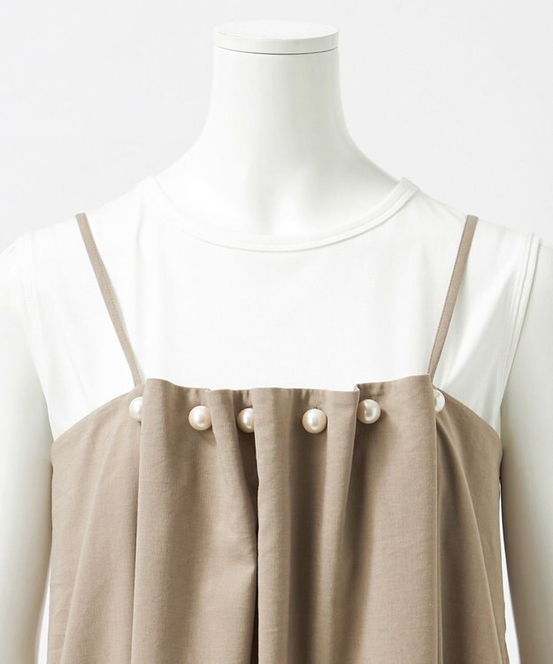 23区 L 【GOLD LABEL】クリスピーリネンストレッチ キャミソールワンピース ブラウン系