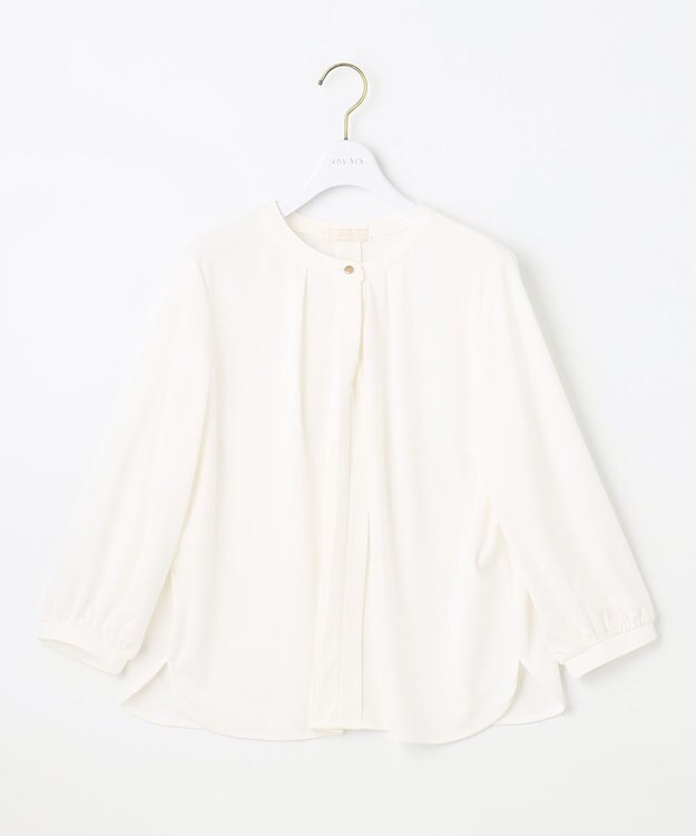 ANY SIS 【接触冷感・吸水速乾・UVケア】エアリードレープスムース 七分袖ブラウス オフホワイト