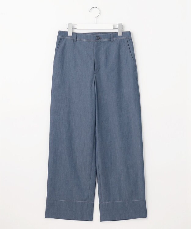 J.PRESS LADIES 【洗える】ツイルライトストレッチ セミワイド パンツ ネイビー系