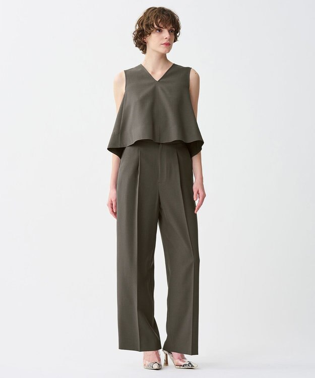 uncrave 【佐藤晴美さん着用】ウォッシャブルドライサップ ワイドパンツ(サスペンダー付き) スレート（佐藤晴美さん着用）