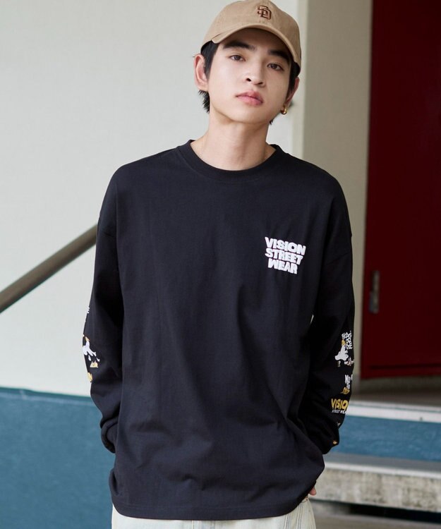 WEGO 【ユニセックス着用ITEM/MLサイズ展開】別注VISIONゴーストグラフィックT（LS） ブラック