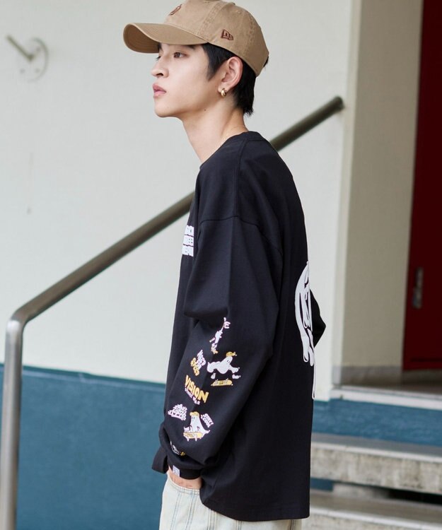 WEGO 【ユニセックス着用ITEM/MLサイズ展開】別注VISIONゴーストグラフィックT（LS） ブラック