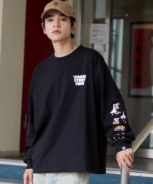 WEGO 【ユニセックス着用ITEM/MLサイズ展開】別注VISIONゴーストグラフィックT（LS） ブラック